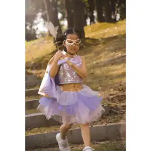 תחפושת סופר דופר זהוב ולילך עם מסיכה 4/6