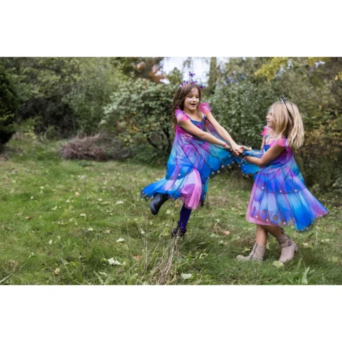 ⁦שמלת פרפר כחולה מסתובבת + קשת וכנפיים⁩ – תמונה ⁦7⁩