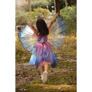 שמלת פרפר כחולה מסתובבת + קשת וכנפיים